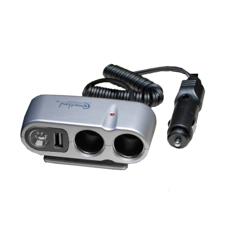 Connectland USB Car Charger with 2 Socket Car Splitter Adapter Charger